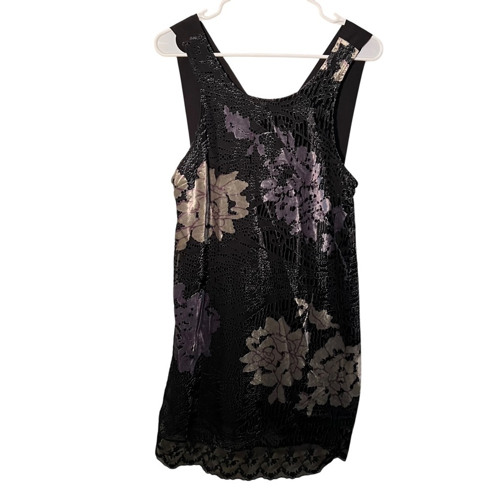 Pins and Needles Women's Size XS Sleeveless Swing Mini Dress Velvet Black Purple